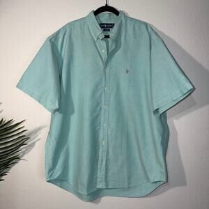 Polo Ralph Lauren Mint Green Short Sleeve Button Down Shirt XL 90s Vintage
